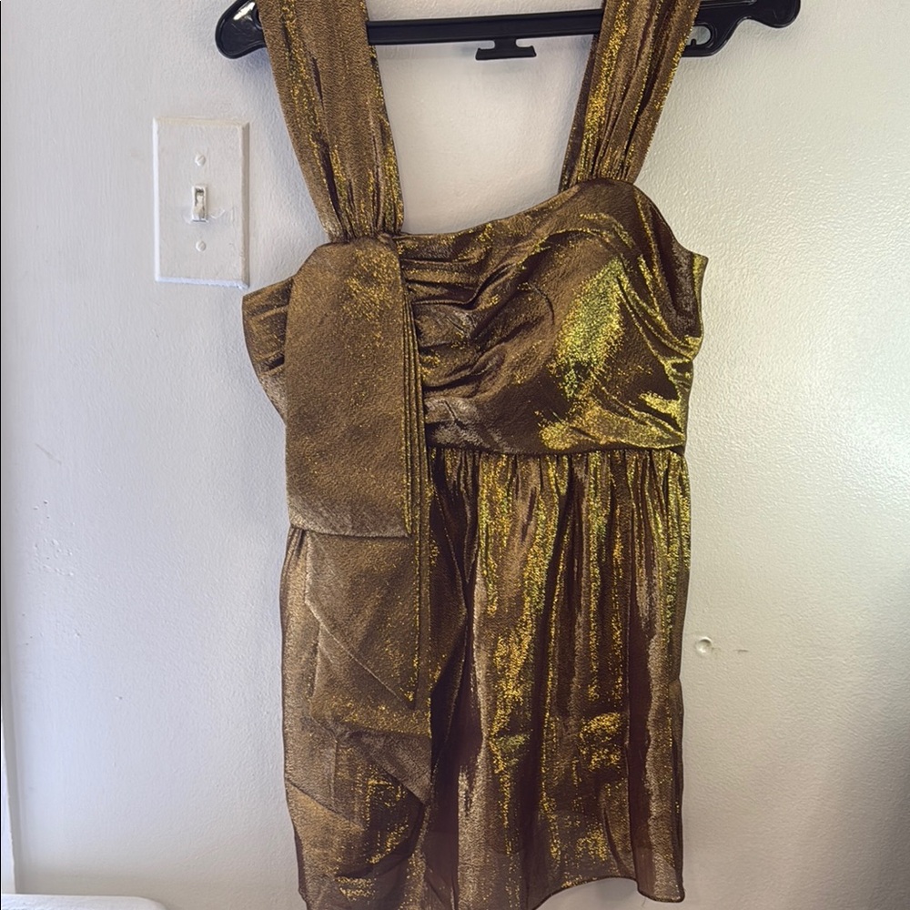 Shimmering Gold Dress with Elegant Bow